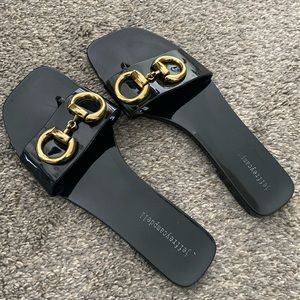 Jeffrey Campbell black gold shoes size 8